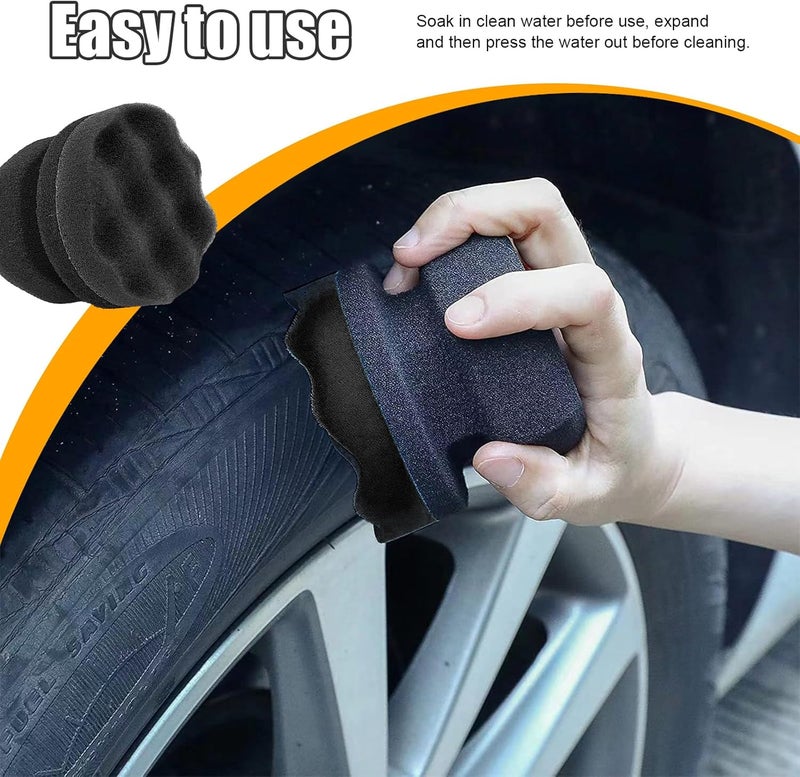 Suvnie 2 PCS Tire Shine Applicator, Reusable Foam Car Tire Dressing Applicator Pads with Ergonomic Design, Durable Automotive Detailing Sponge Tool for Applying Tire Shine (Black, Small) - Image 5